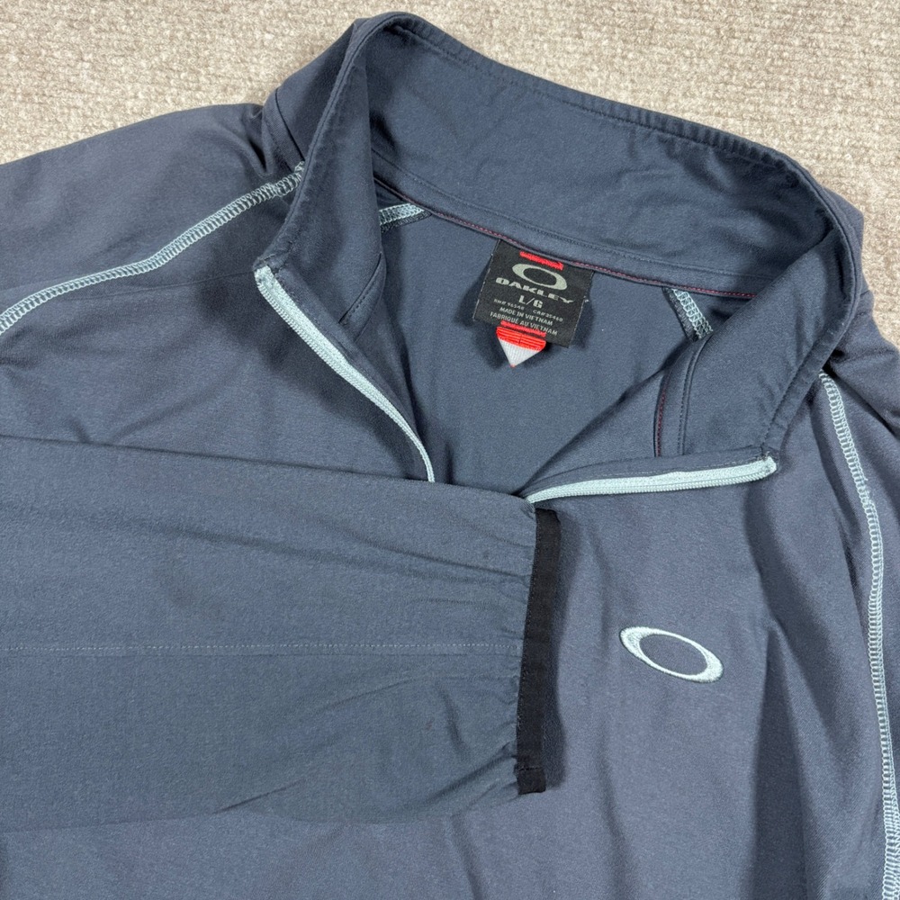 Oakley Mens Quarter Zip Pullover Gray Long Sleeve Performance Shirt Size L